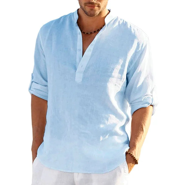 Herren Sommer Leinenhemd