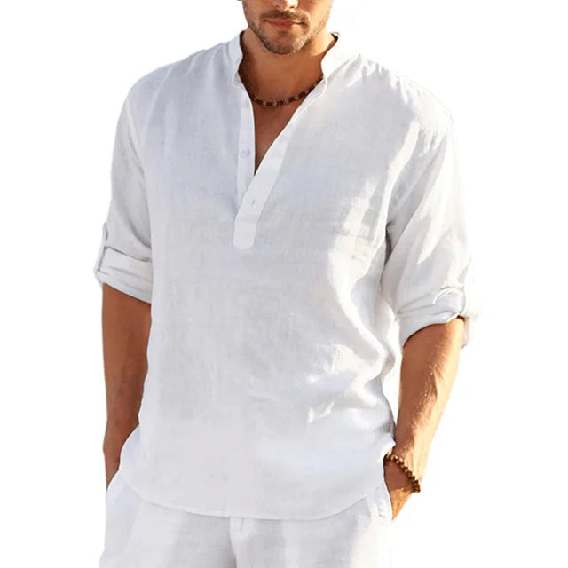 Herren Sommer Leinenhemd