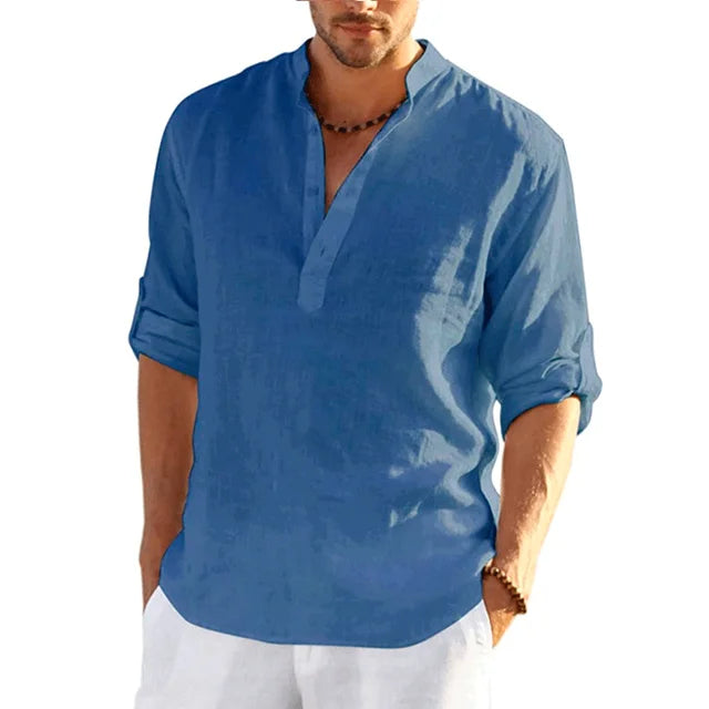 Herren Sommer Leinenhemd