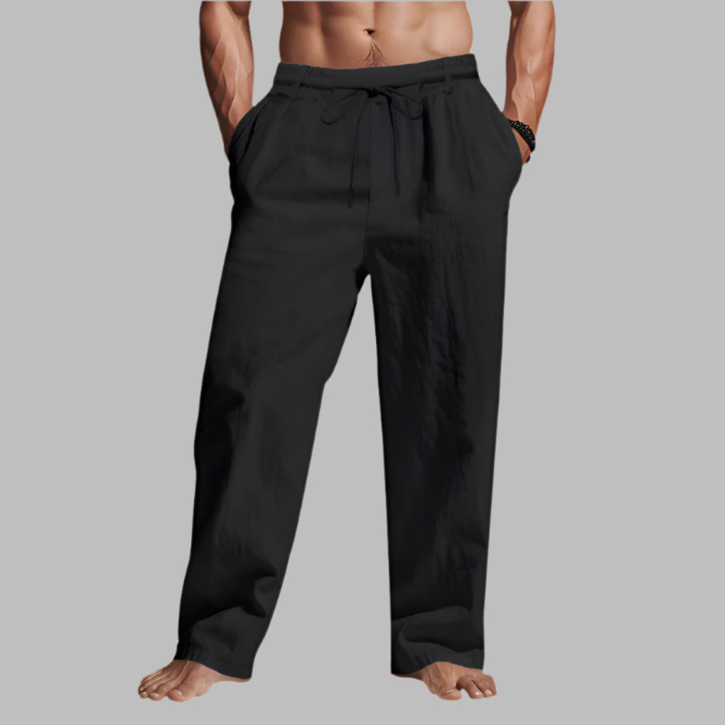 Relaxed Fit Leinenhose mit Kordelzug