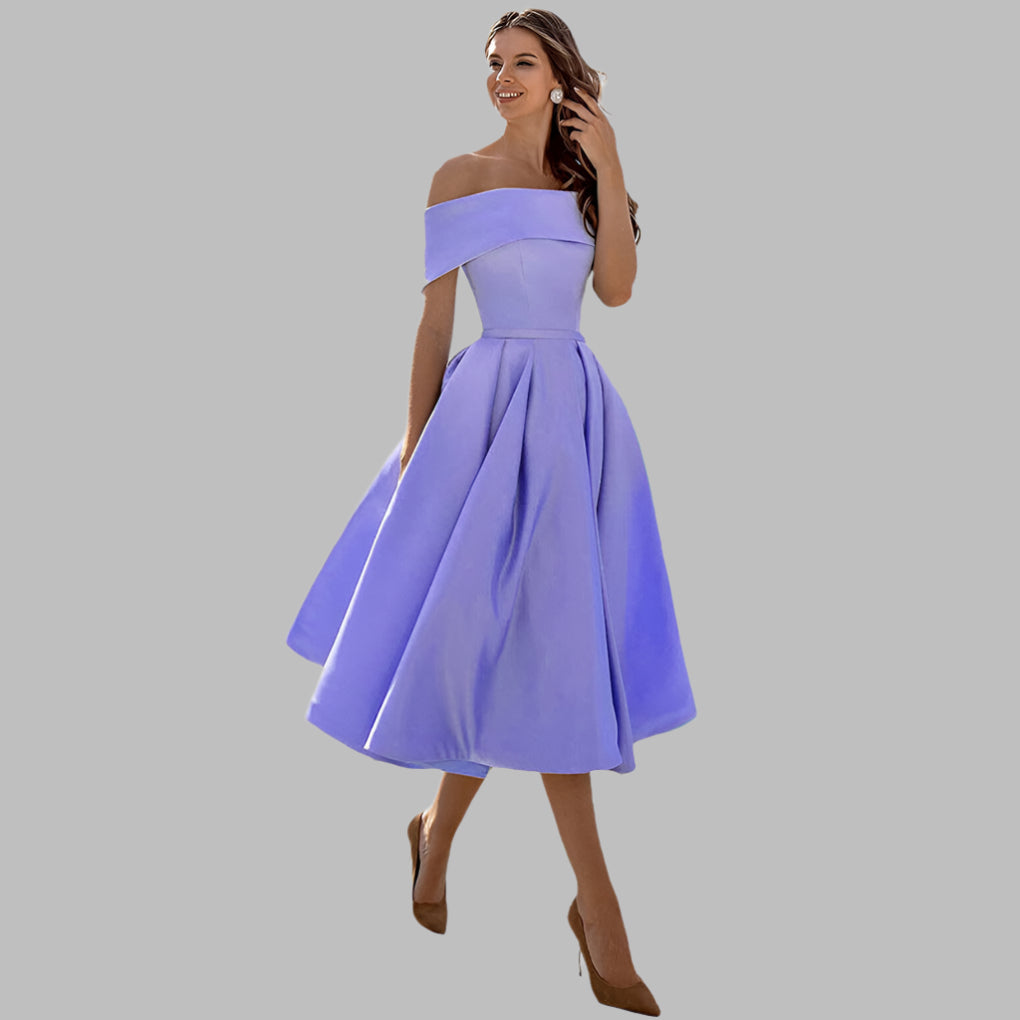 Schulterfreies Vintage-Ballkleid aus Satin