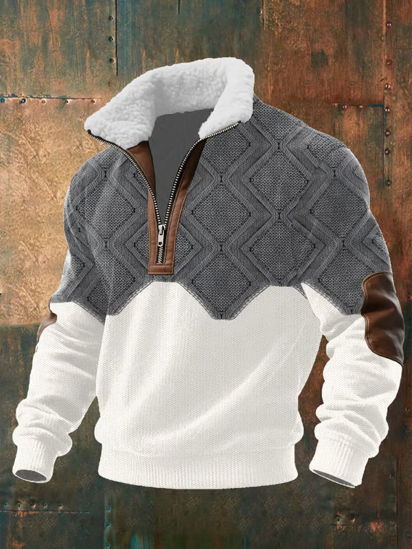 Herren Eleganter Fleecepullover mit Hohem Kragen