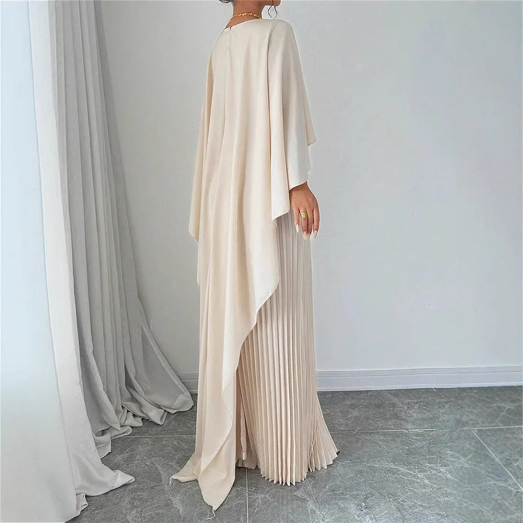Maxikleid mit hohem Ausschnitt und Fledermausärmeln