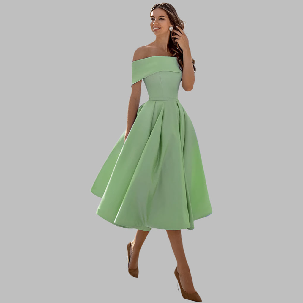 Schulterfreies Vintage-Ballkleid aus Satin