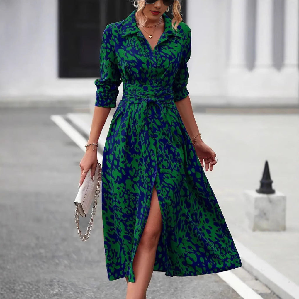Atmungsaktives Midikleid mit Taillenschnürung