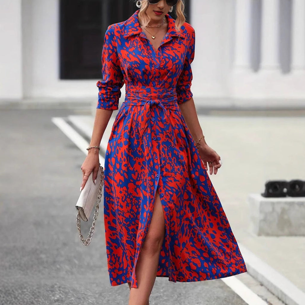 Atmungsaktives Midikleid mit Taillenschnürung
