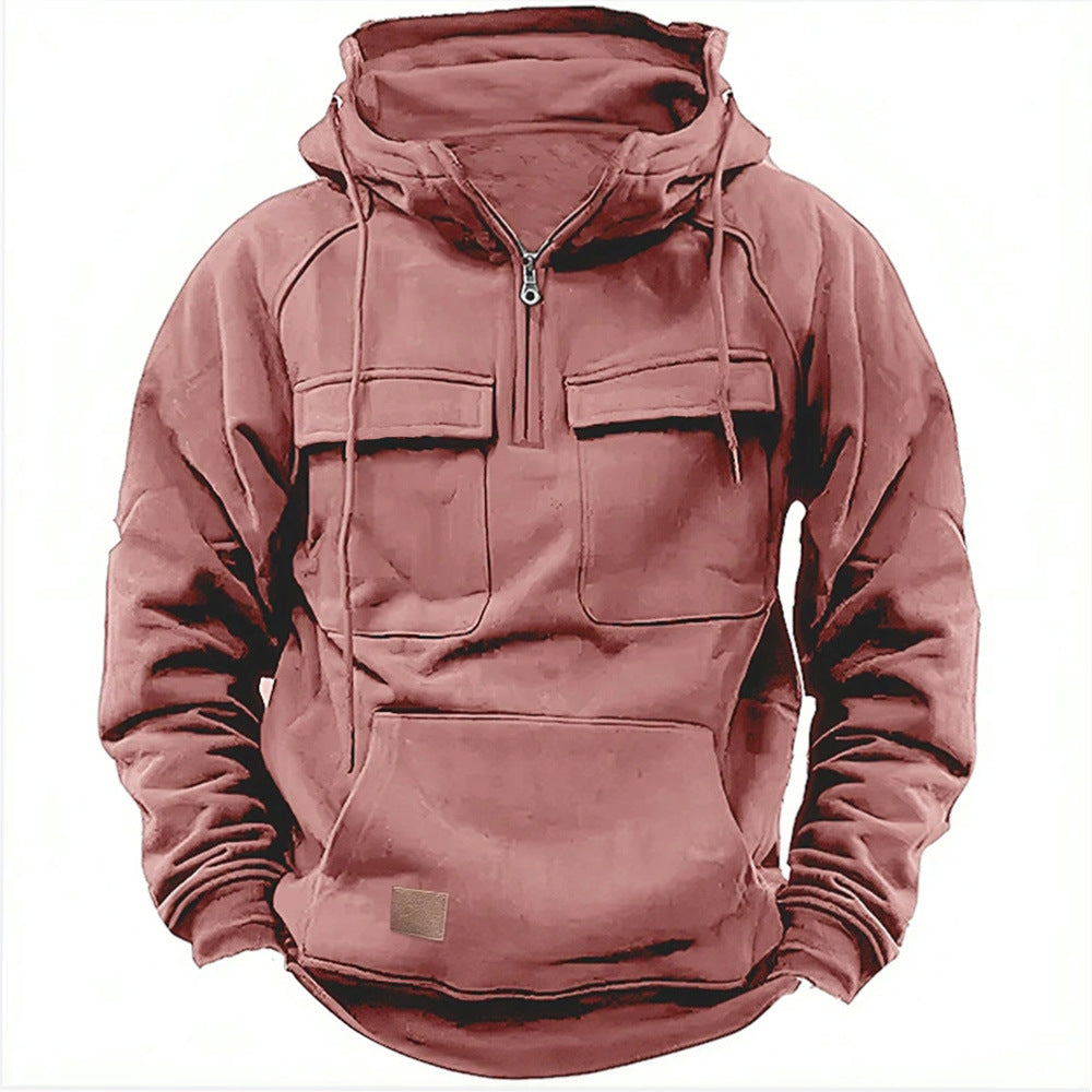 Herren Kapuzenpullover mit Halbzip und Brusttaschen