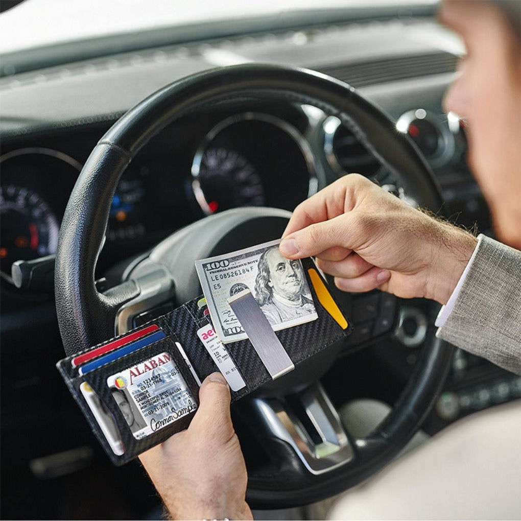 Schlanke RFID-Geldbörse mit Geldklammer