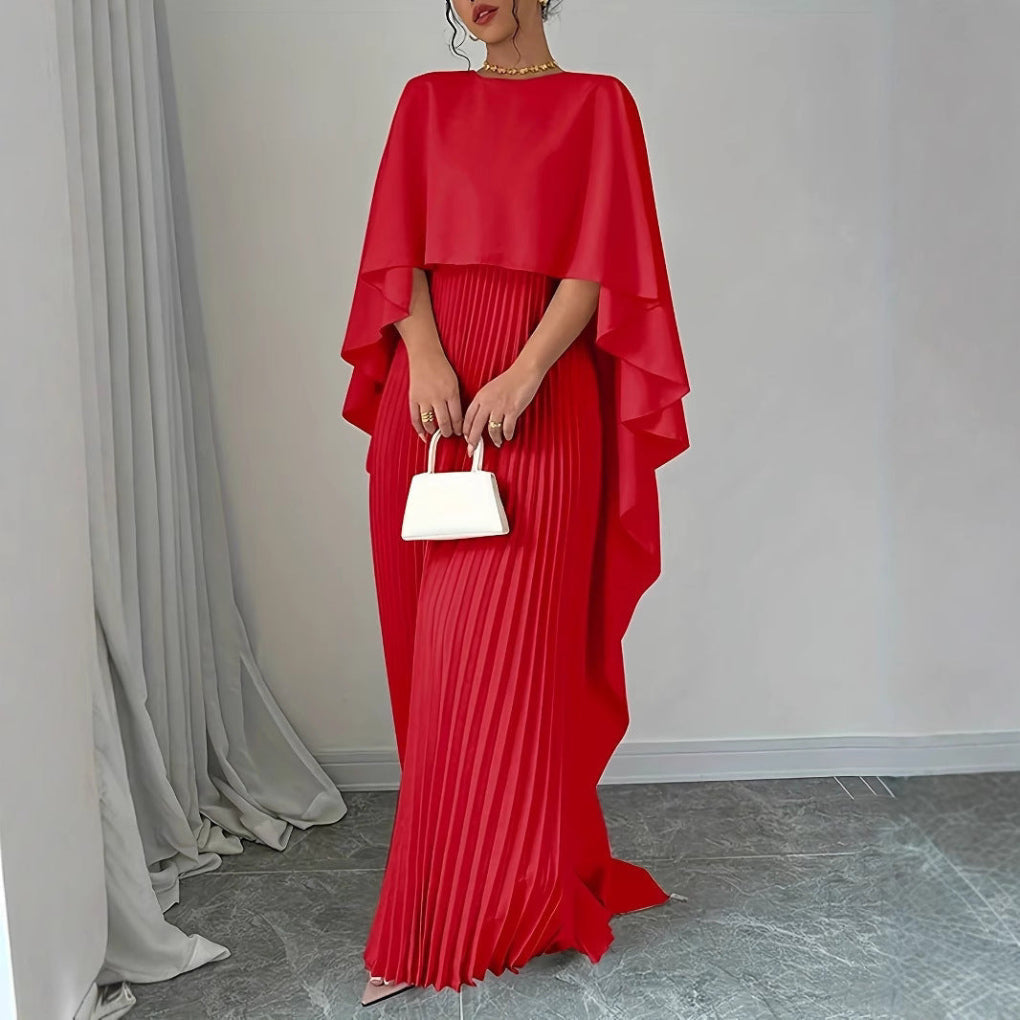 Maxikleid mit hohem Ausschnitt und Fledermausärmeln