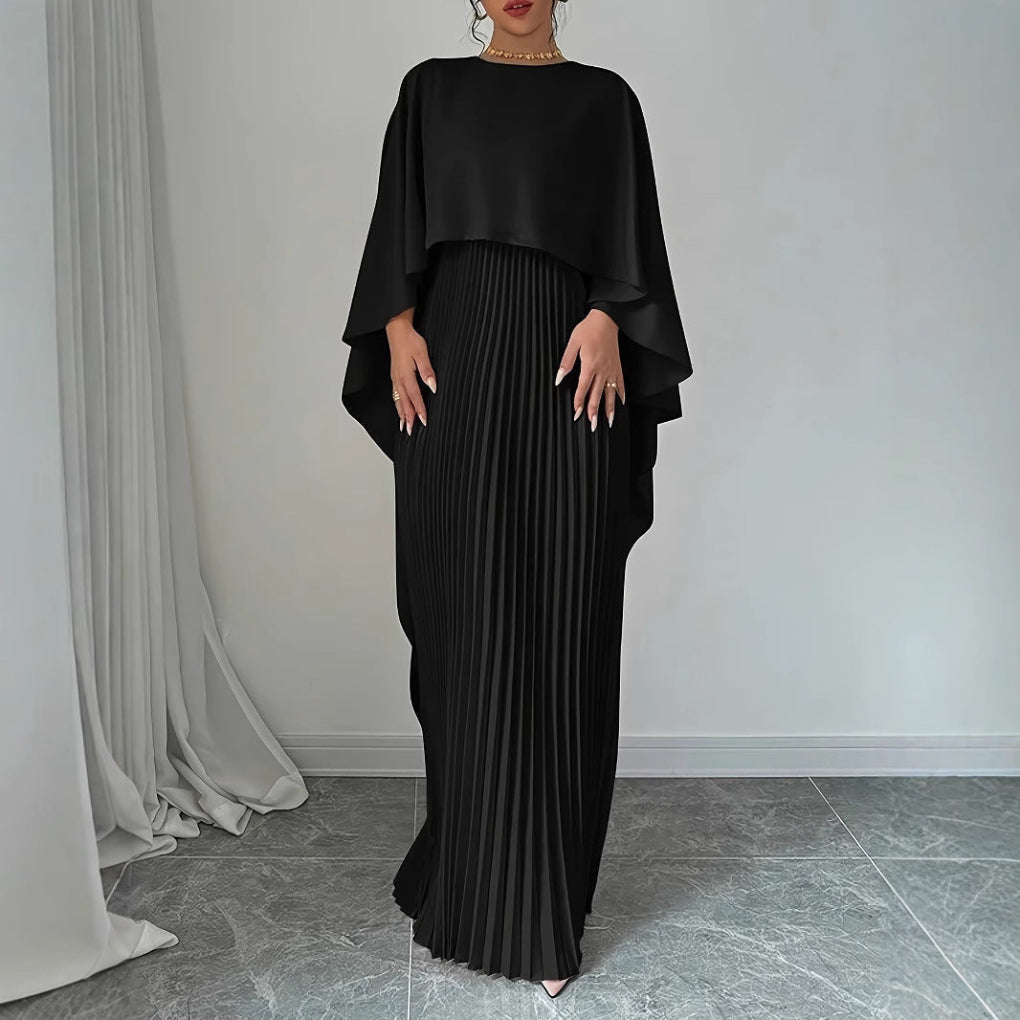 Maxikleid mit hohem Ausschnitt und Fledermausärmeln