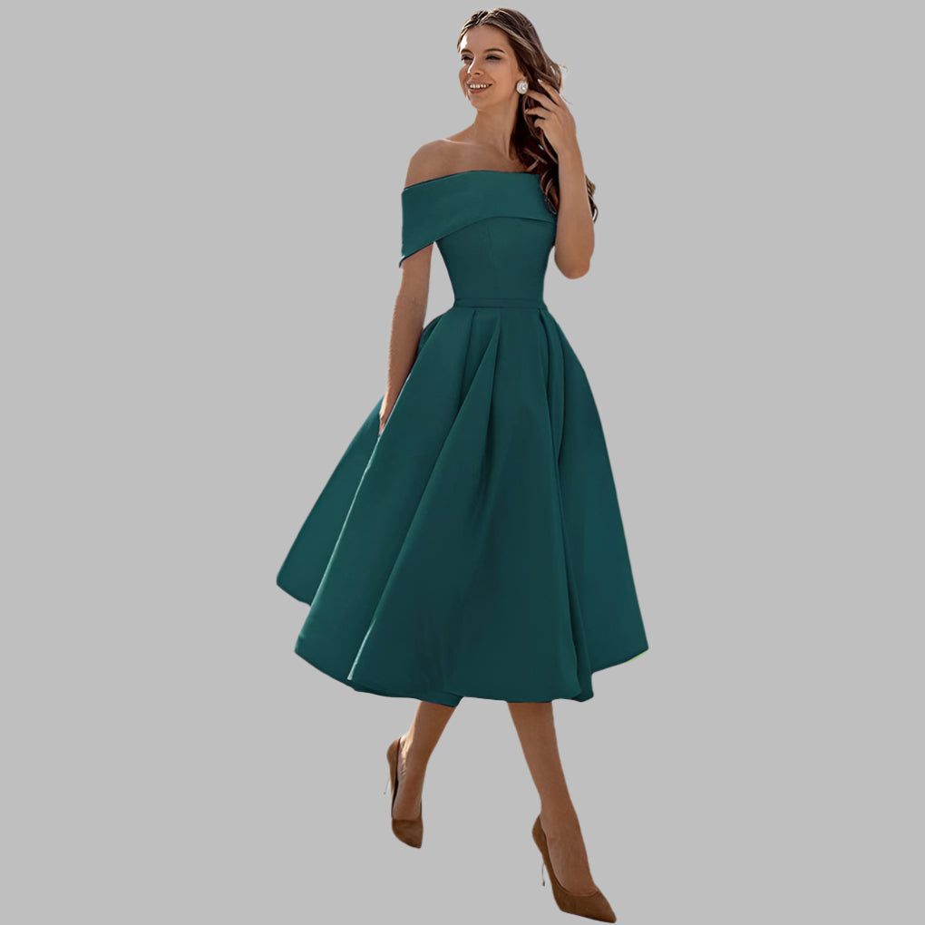 Schulterfreies Vintage-Ballkleid aus Satin