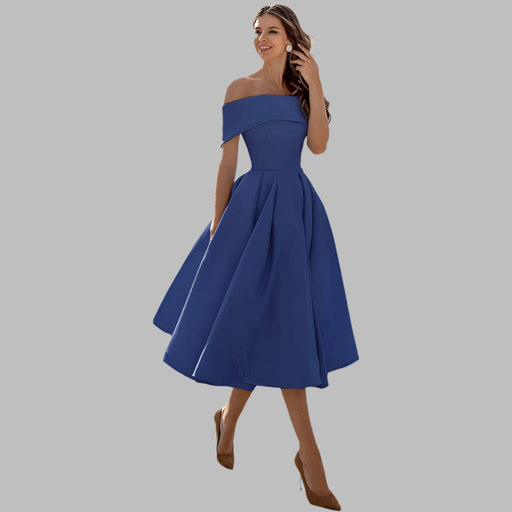Schulterfreies Vintage-Ballkleid aus Satin