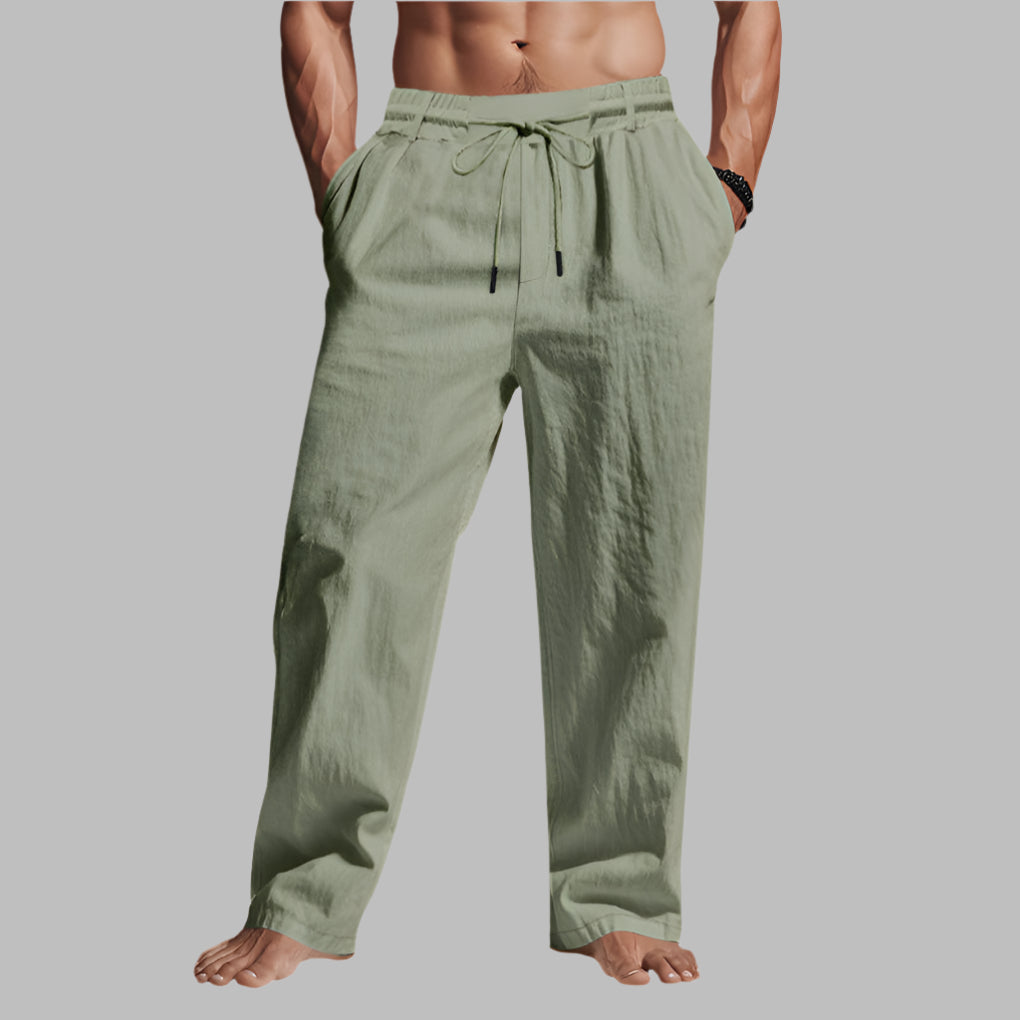 Relaxed Fit Leinenhose mit Kordelzug