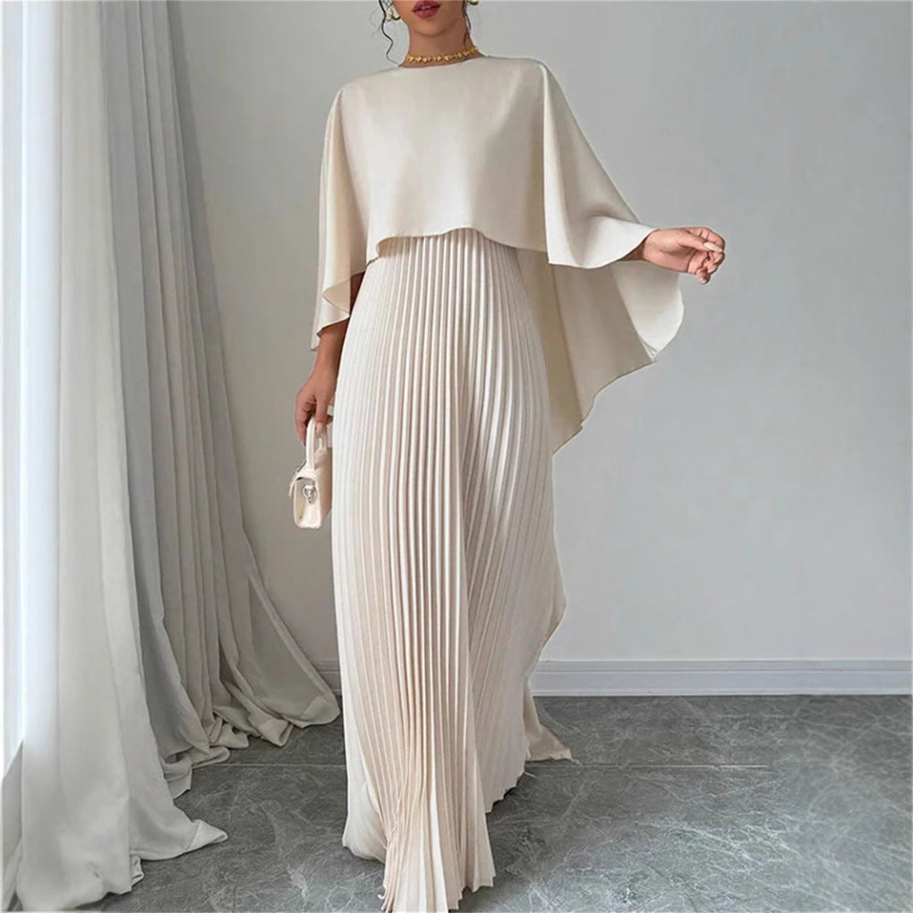 Maxikleid mit hohem Ausschnitt und Fledermausärmeln