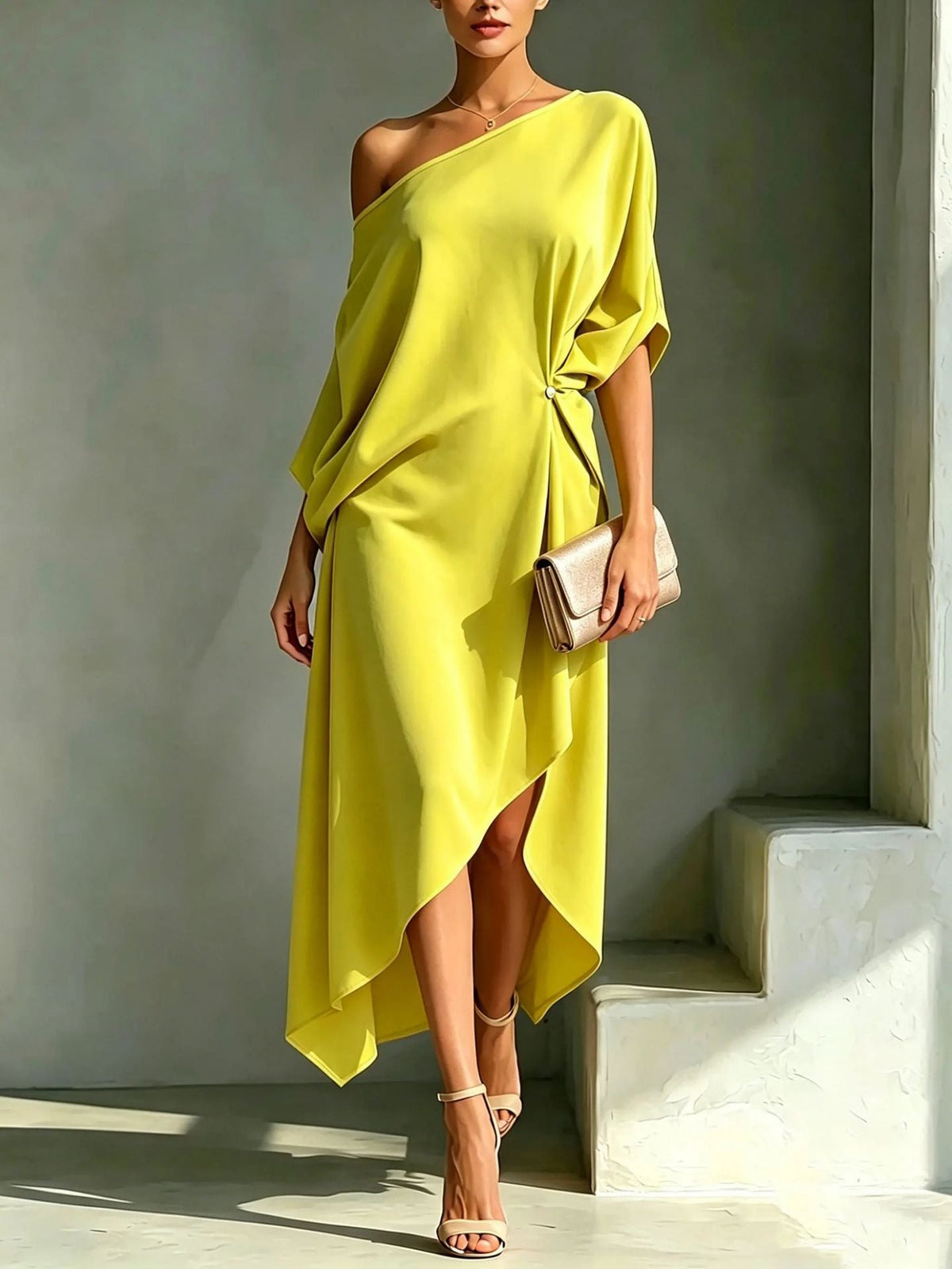 Damen Elegantes Asymmetrisches Kleid