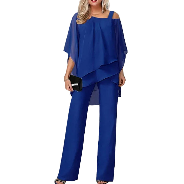 Damen-Jumpsuit mit kaltem Schulterdesign und weitem Bein