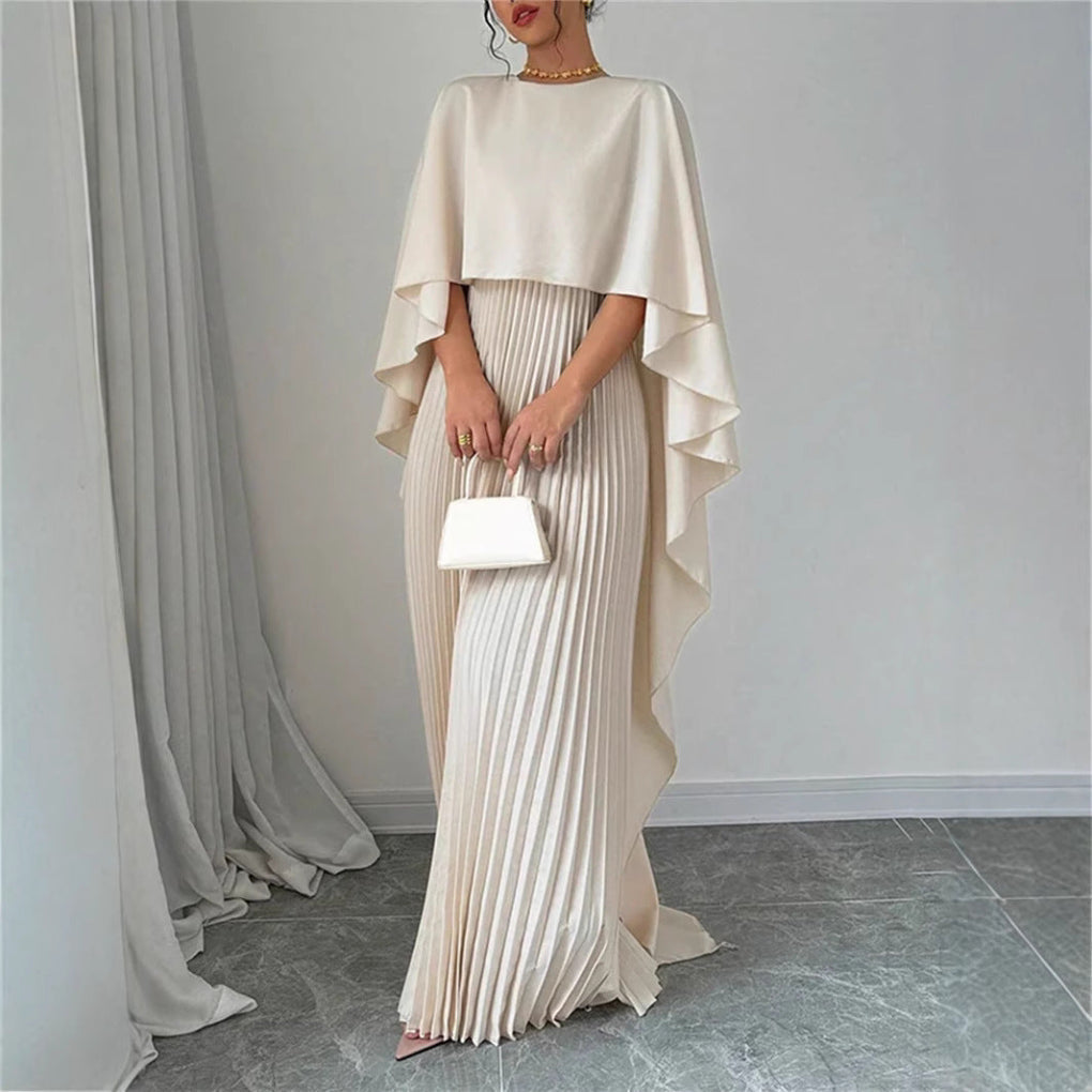 Maxikleid mit hohem Ausschnitt und Fledermausärmeln