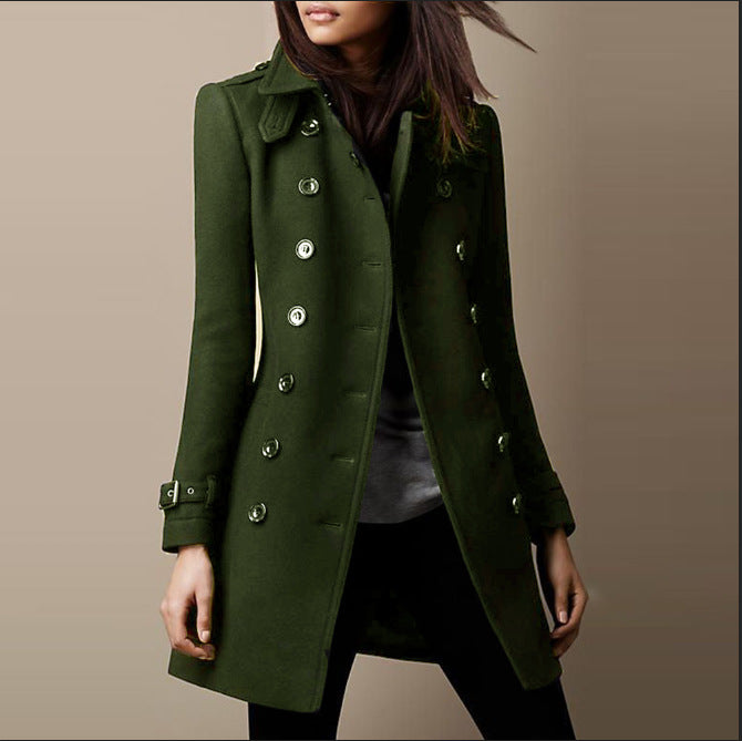 Damen Eleganter Trenchcoat mit Doppelter Knopfleiste