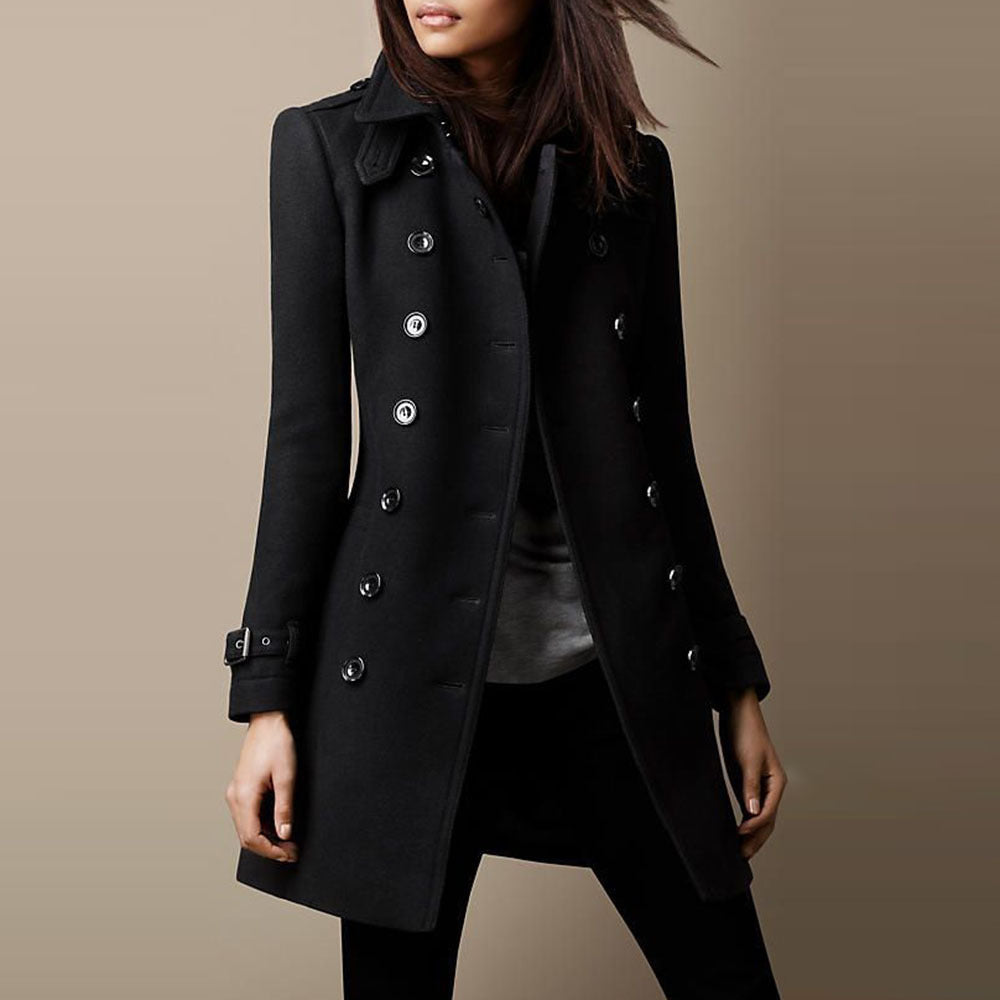 Damen Eleganter Trenchcoat mit Doppelter Knopfleiste