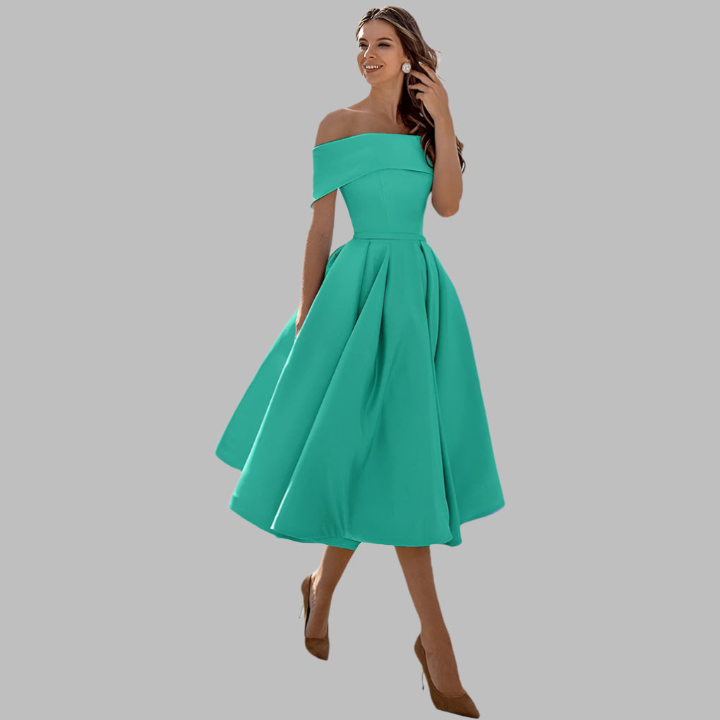 Schulterfreies Vintage-Ballkleid aus Satin