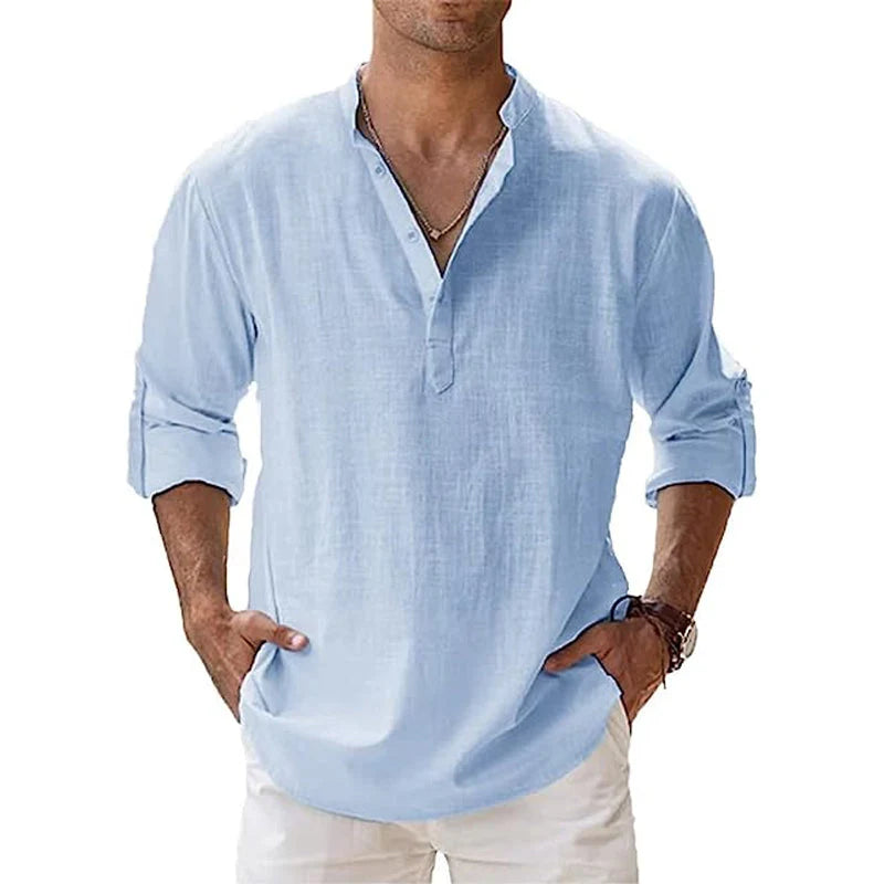 Zup Henley-stijl strandoverhemd voor heren