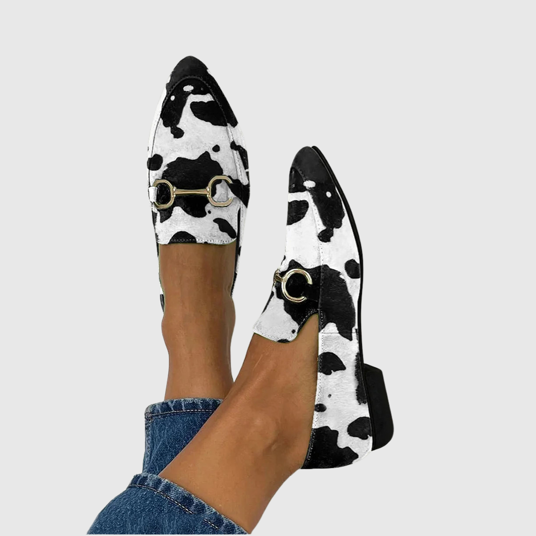 Damen Elegante Bedruckte Loafers mit Schnallendetail