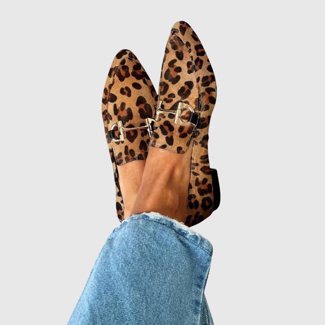 Damen Elegante Loafers mit Leopardenmuster