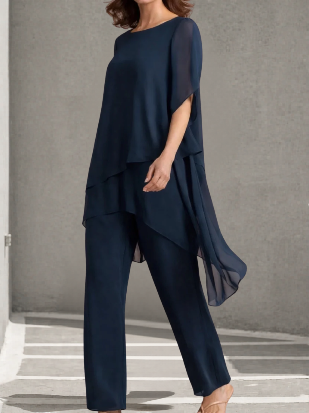Damen Elegantes Zweiteiliges Palazzo-Set aus Chiffon