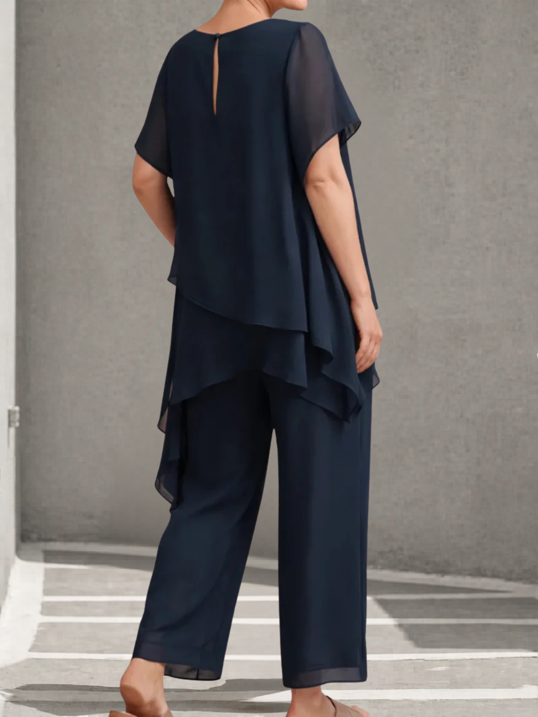Damen Elegantes Zweiteiliges Palazzo-Set aus Chiffon