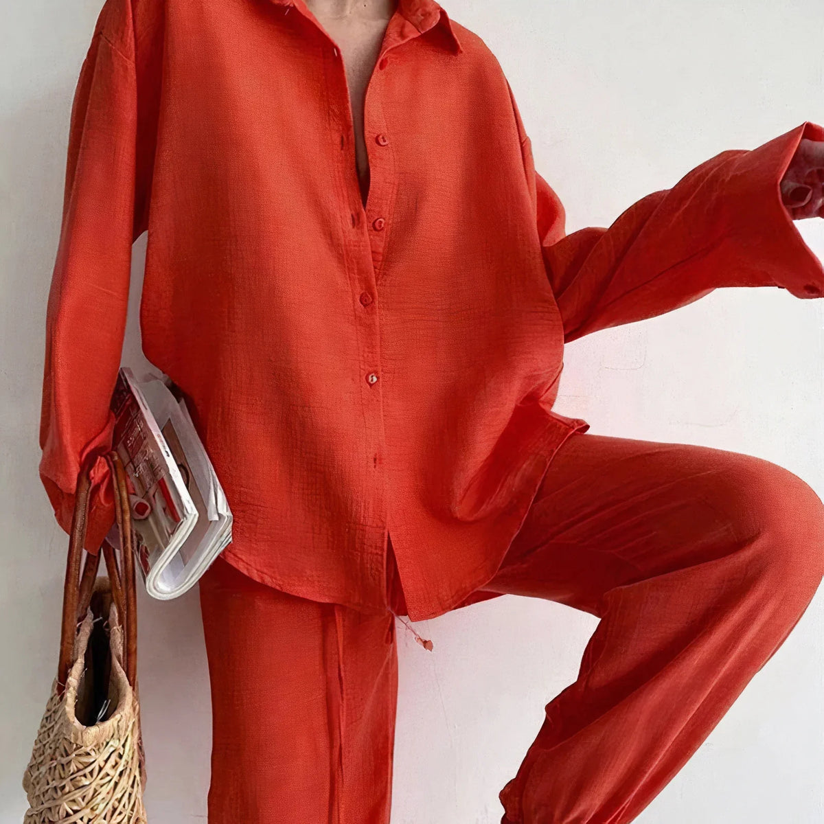 Leinen-Set - Atmungsaktives Shirt & Hose - luftig, lässig & bequem für den Sommer