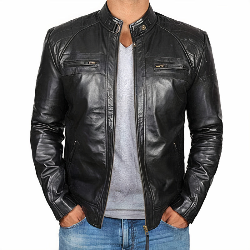 Robuste Herren-Motorradjacke mit Reißverschlusstaschen