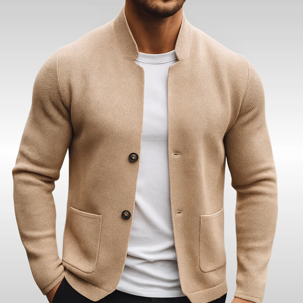 Herren Eleganter Strukturierter Strickcardigan