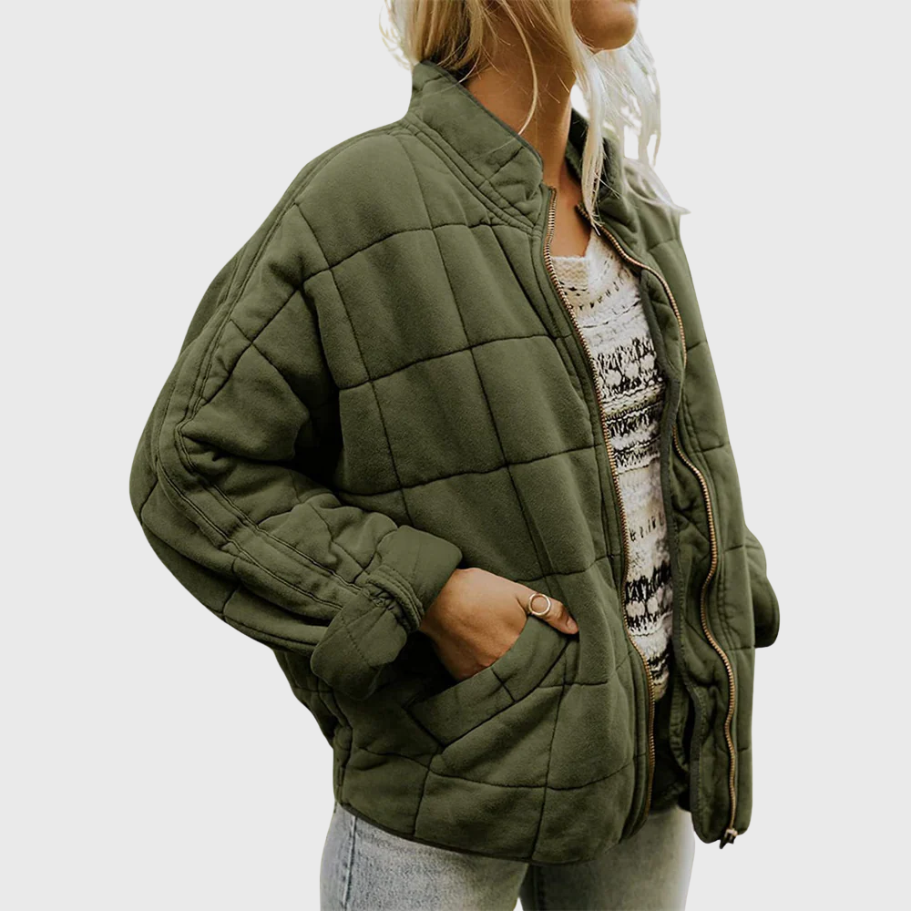 Damen Eleganter Gesteppter Oversize-Übergangsmantel
