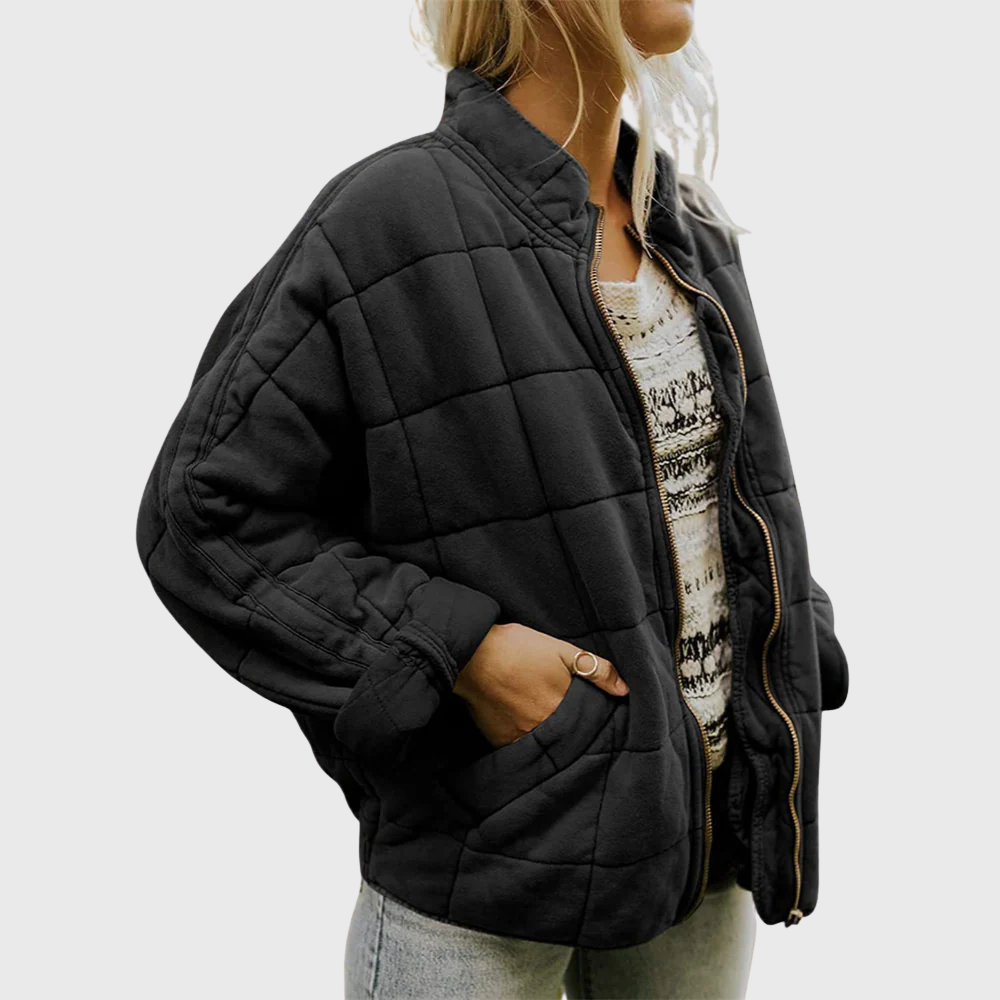 Damen Eleganter Gesteppter Oversize-Übergangsmantel