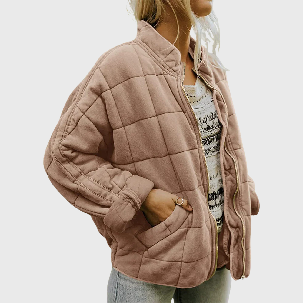 Damen Eleganter Gesteppter Oversize-Übergangsmantel