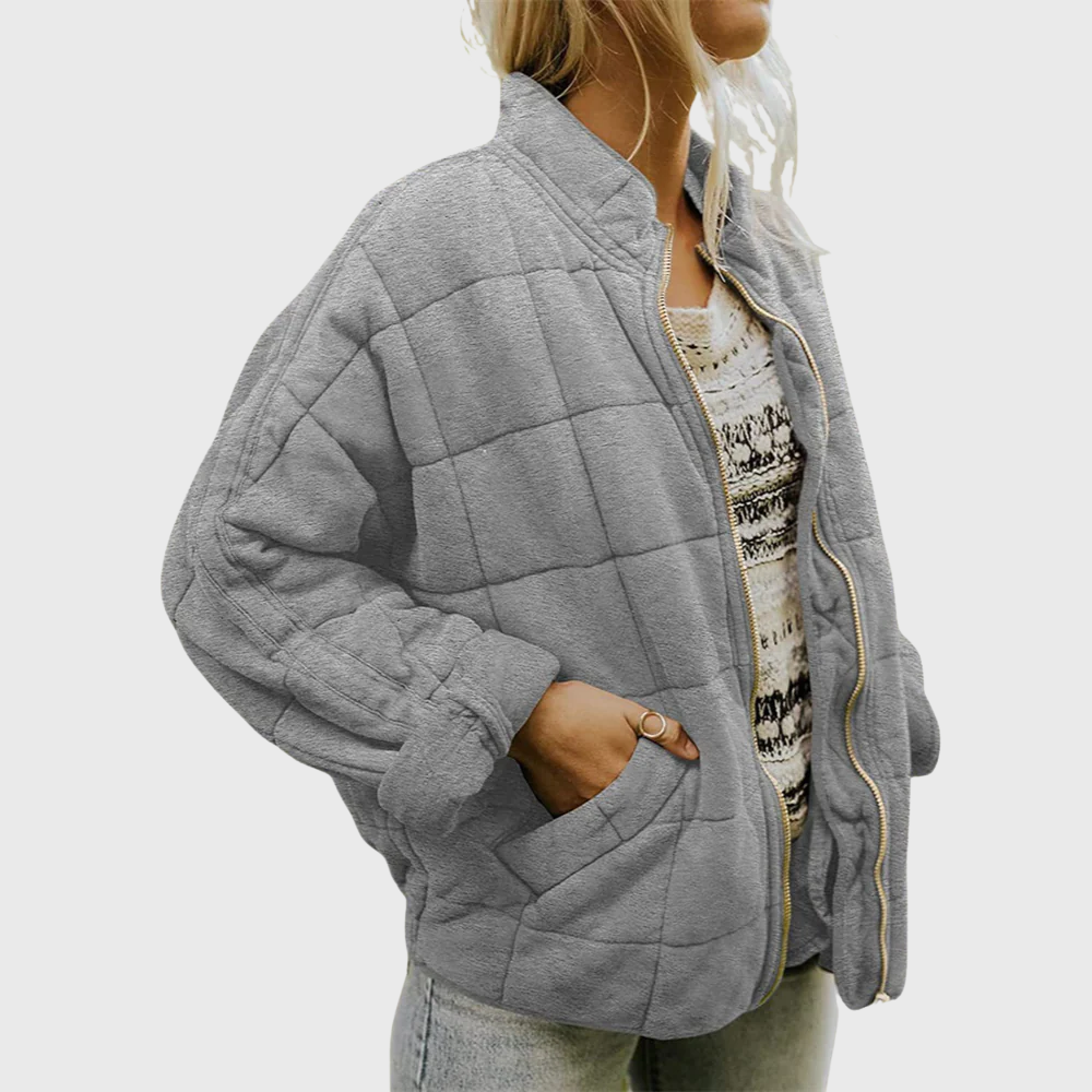 Damen Eleganter Gesteppter Oversize-Übergangsmantel
