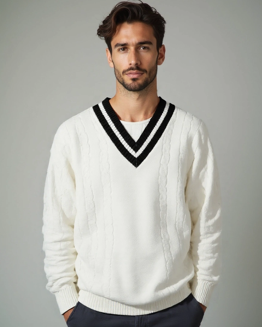 Herren Eleganter Pullover mit V-Ausschnitt