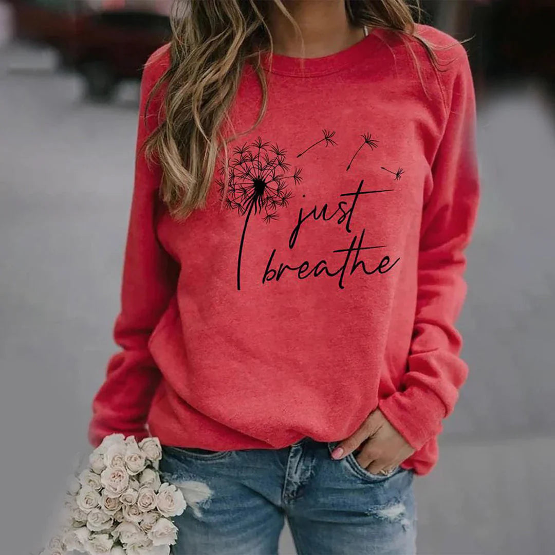 Elegantes Damen-Sweatshirt mit Just Breathe Print