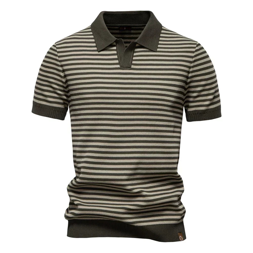 Herren Stilvolles Gestreiftes Polohemd mit Kragen