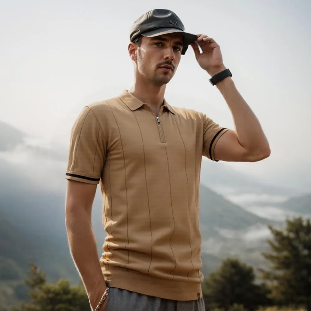 Herren Modernes Poloshirt mit Reißverschluss