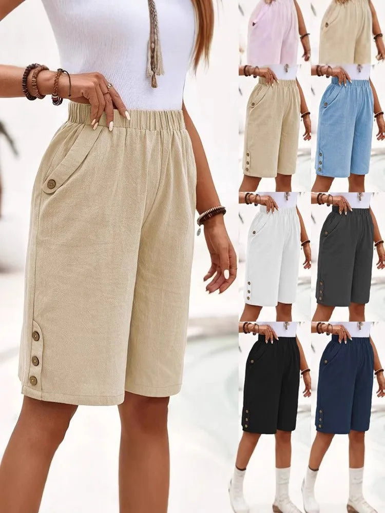 Damen Bequeme Hose aus Baumwolle und Leinen