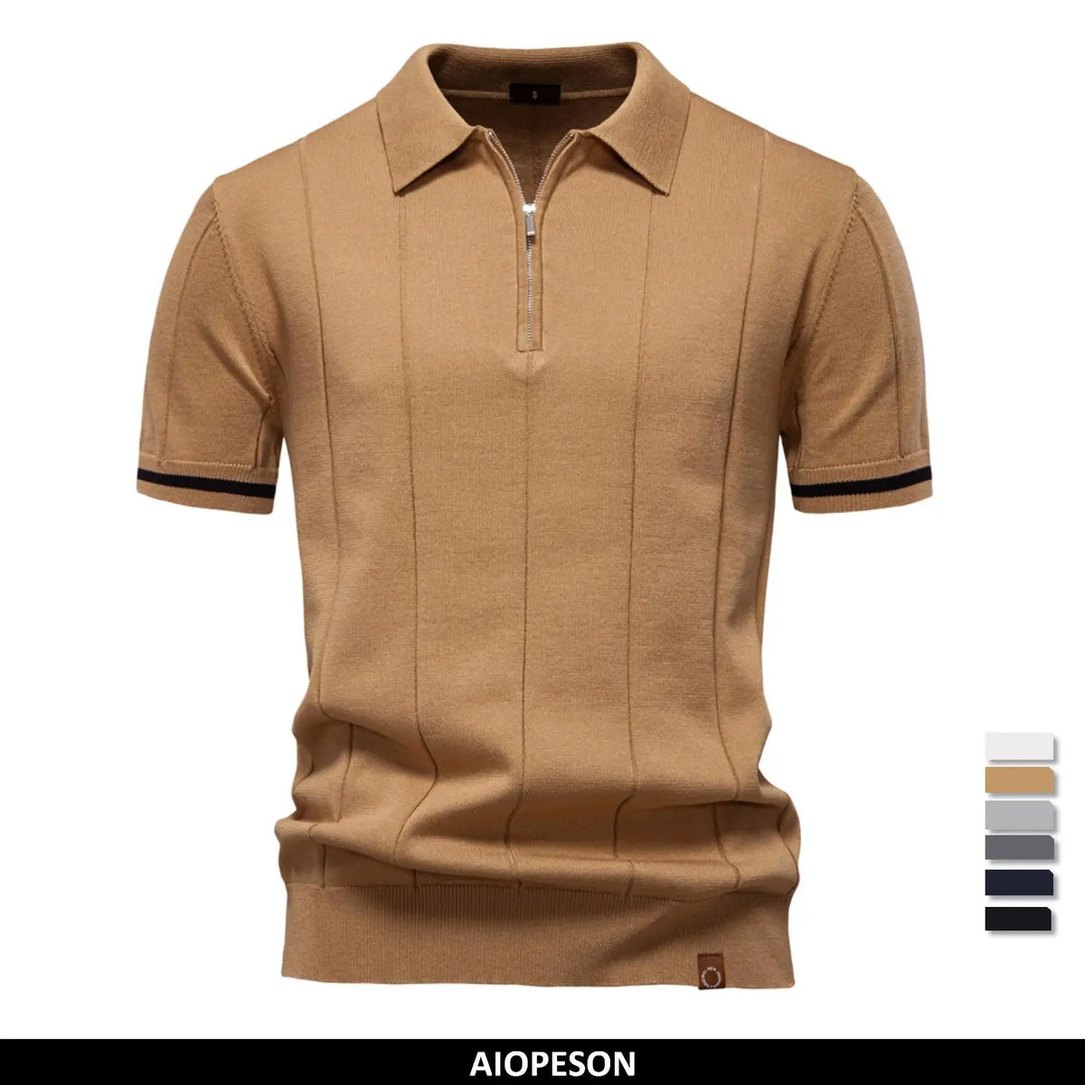 Herren Modernes Poloshirt mit Reißverschluss