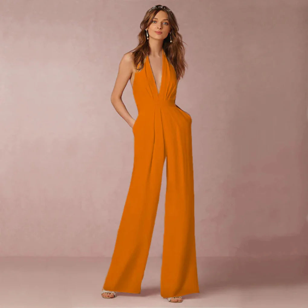 Rückenfreier Jumpsuit mit tiefem V-Ausschnitt