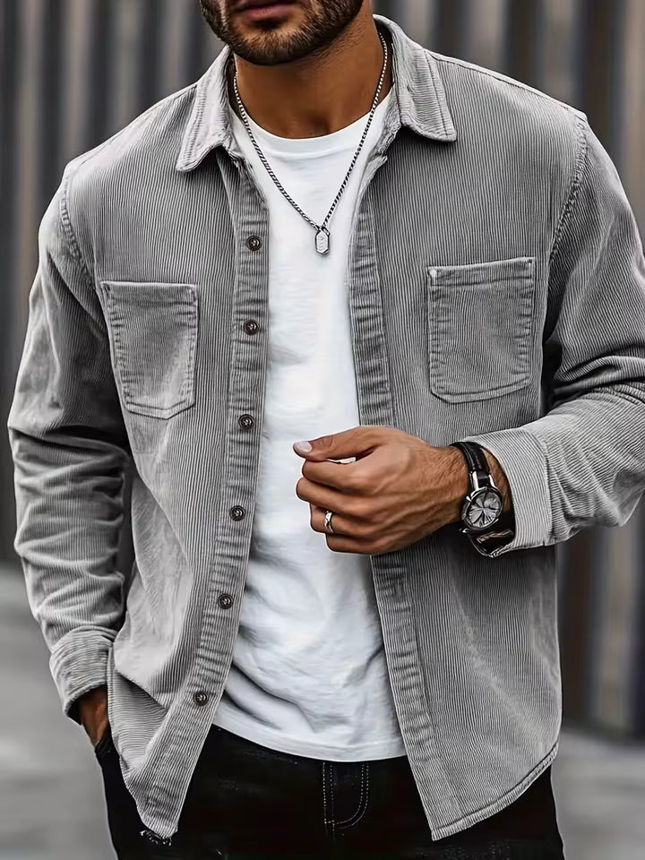 Herren Warmes Kordhemd mit Brusttaschen