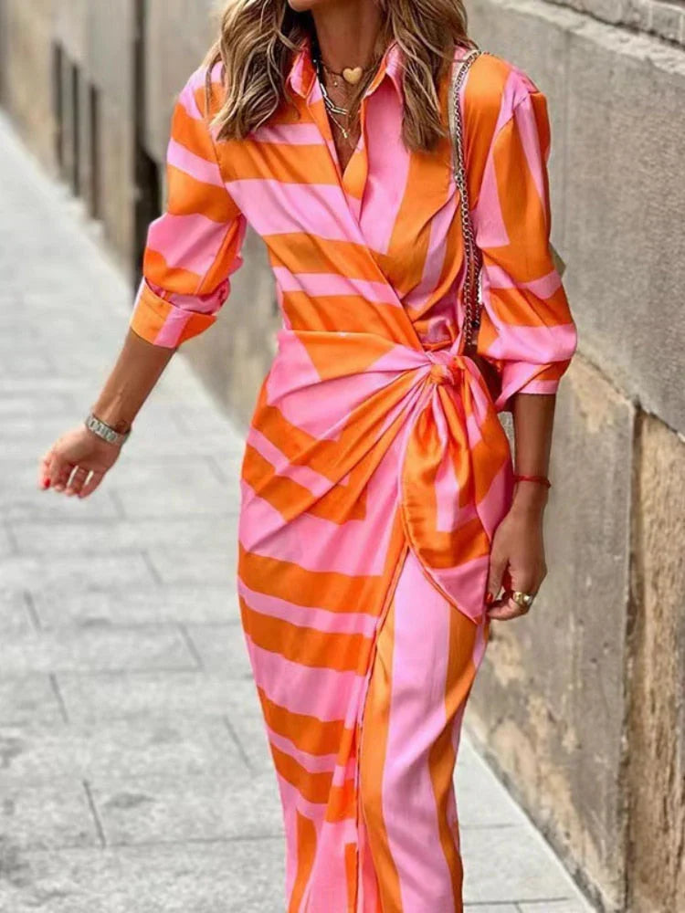 Sommerliches Maxi-Wickelkleid mit Kragen