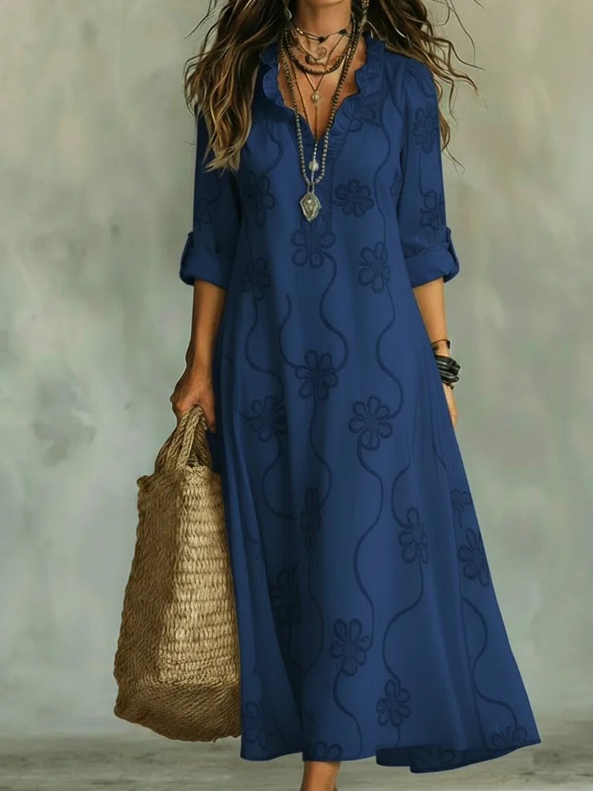Damen Langes Sommerkleid mit Blumenmuster