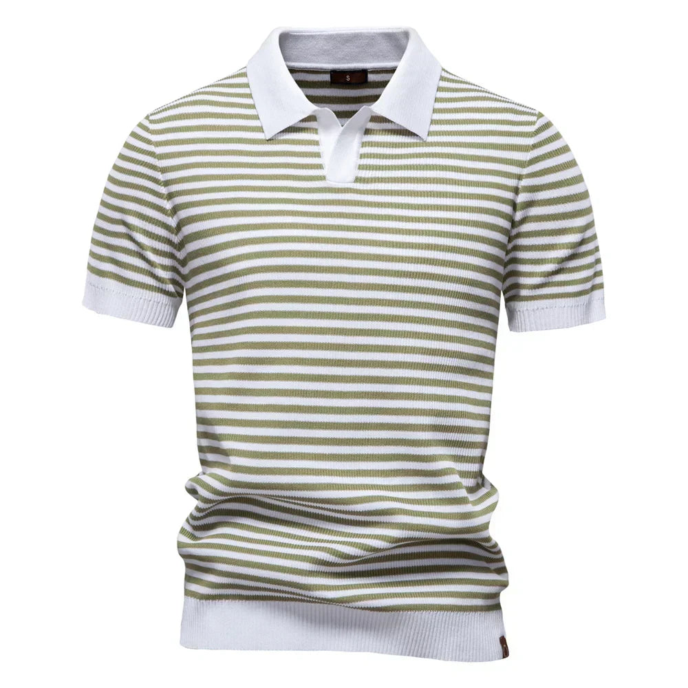 Herren Stilvolles Gestreiftes Polohemd mit Kragen