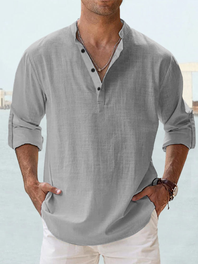Herren Klassisches Atmungsaktives Leinenhemd