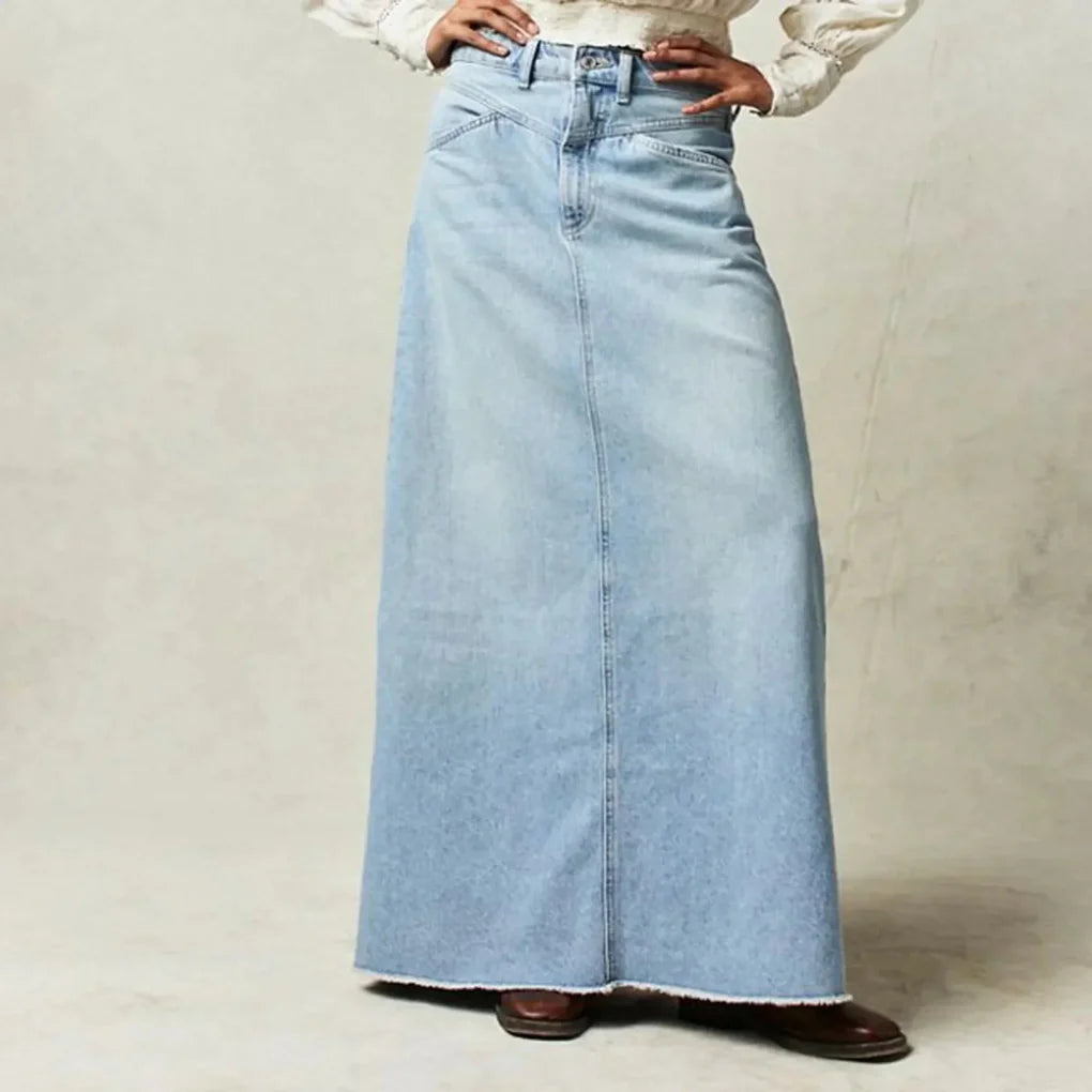Jeansrock mit hoher Taille und gerader Passform