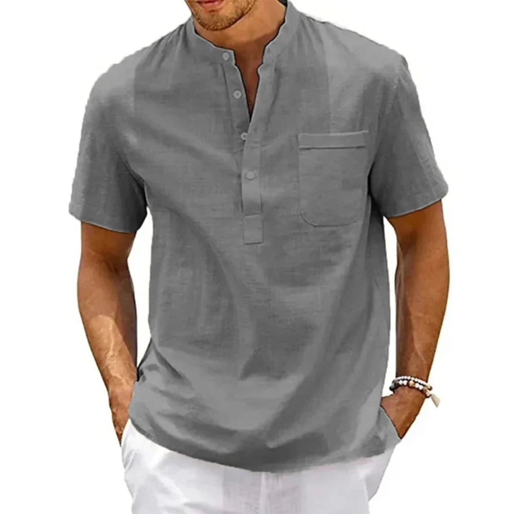 Herren Luftiges Henley-Shirt